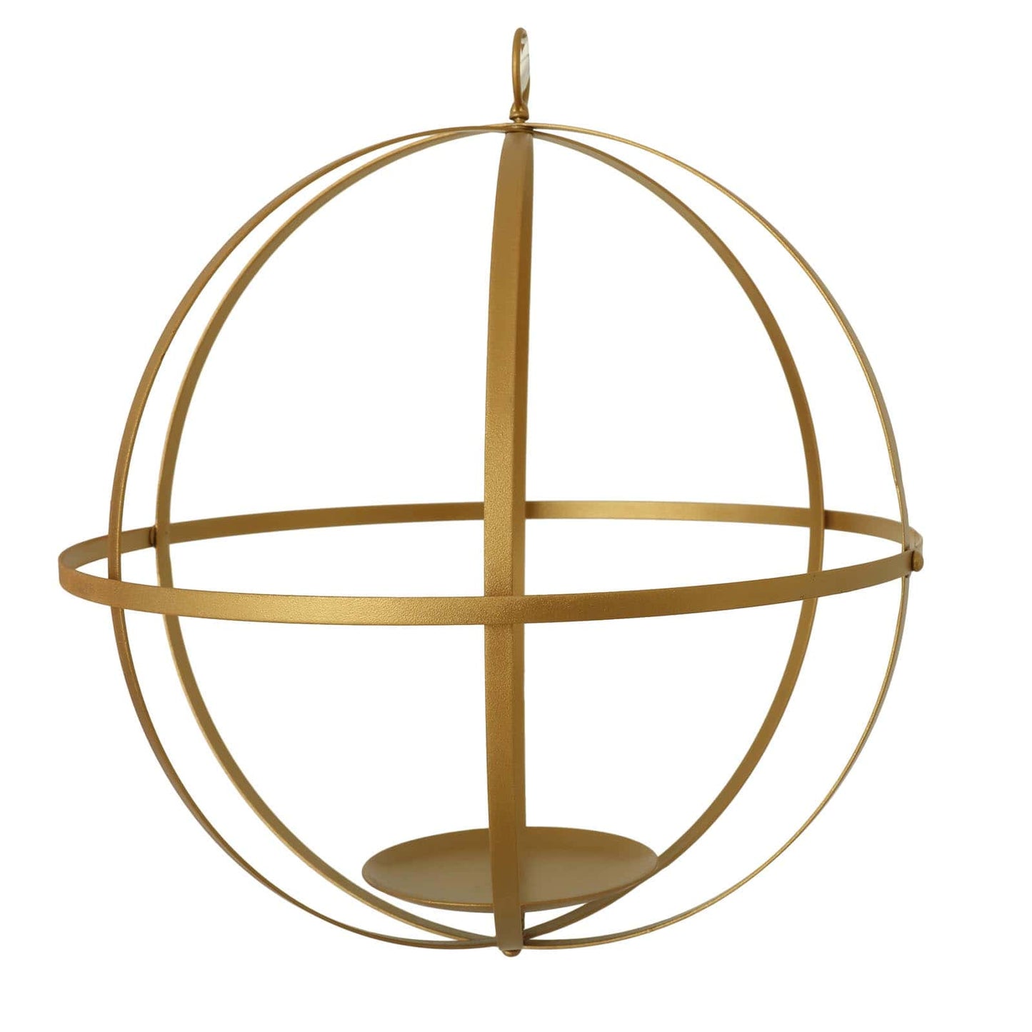 Hanging Sphere Candle Holder Gold Wrought Iron Open Frame Floral Display - Centerpiece Ball 12"