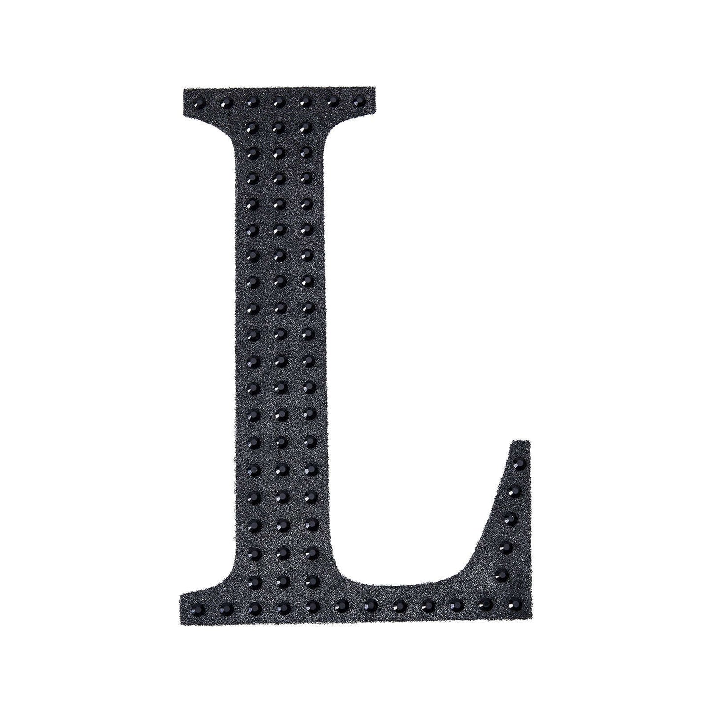 Decorative Rhinestone Alphabet "L" Letter Stickers, Glitter Adhesive Craft Letters Black DIY Sparkle Embellishments 4"
