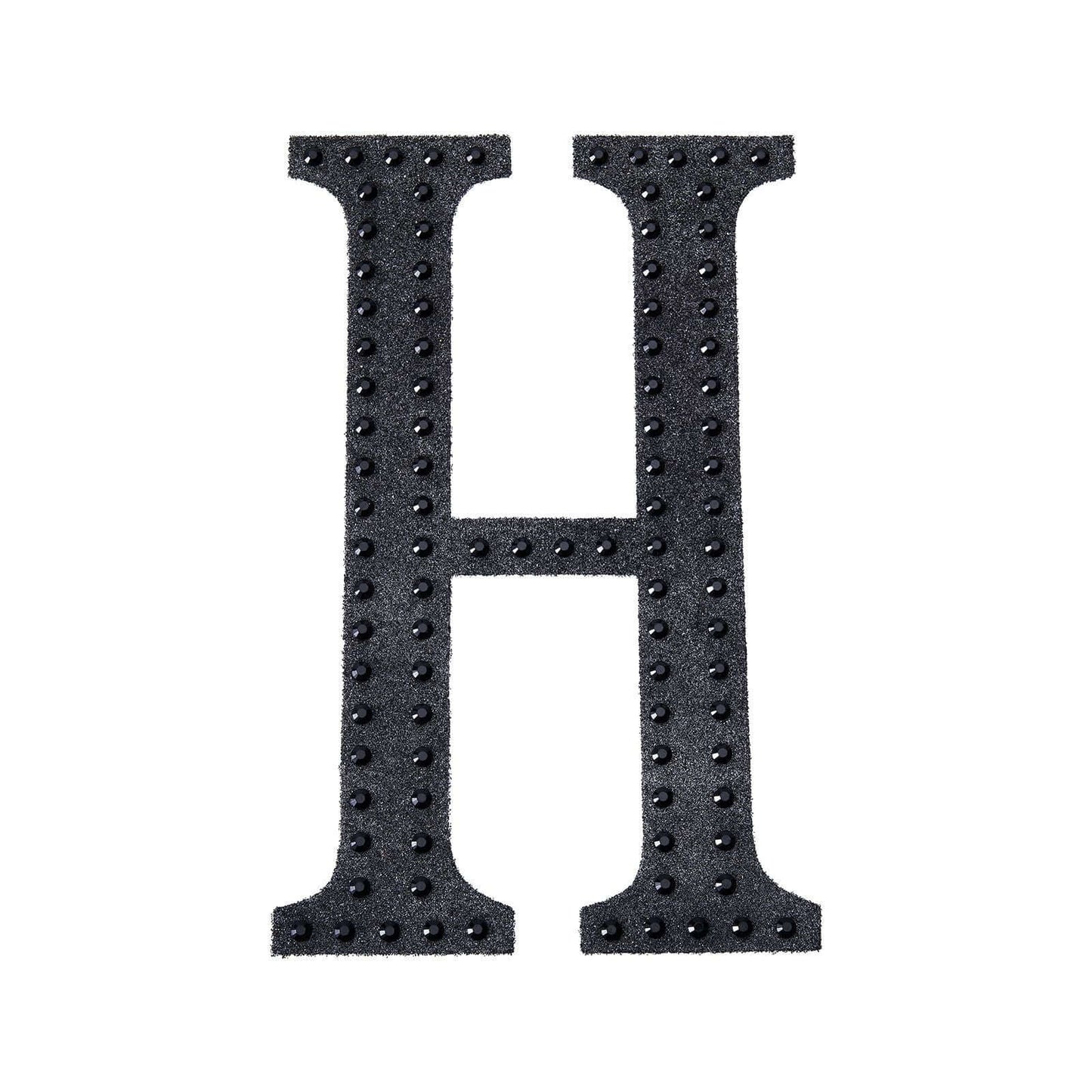 Decorative Rhinestone Alphabet "H" Letter Stickers, Glitter Adhesive Craft Letters Black DIY Sparkle Embellishments 6"