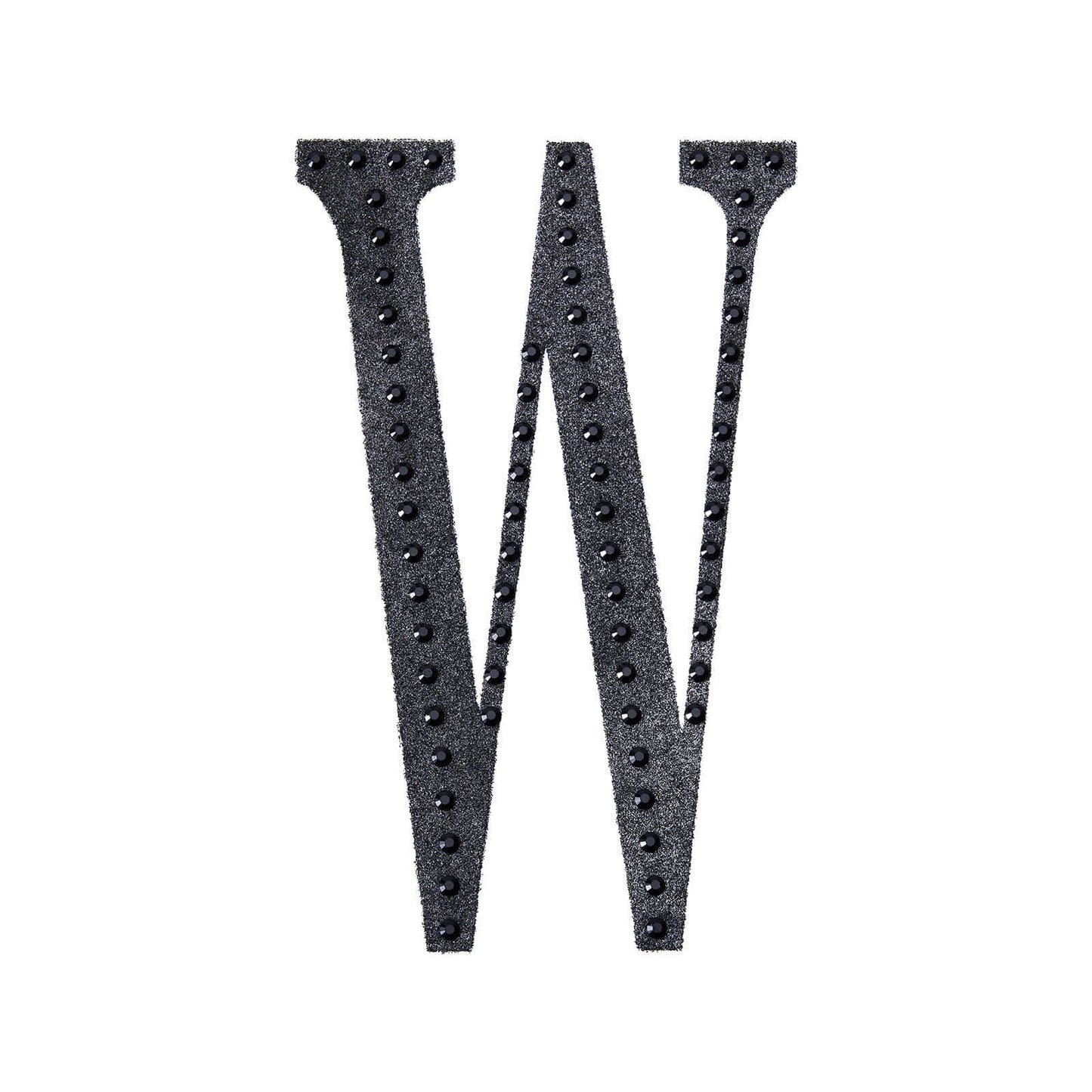 Decorative Rhinestone Alphabet "W" Letter Stickers, Glitter Adhesive Craft Letters Black DIY Sparkle Embellishments 6"