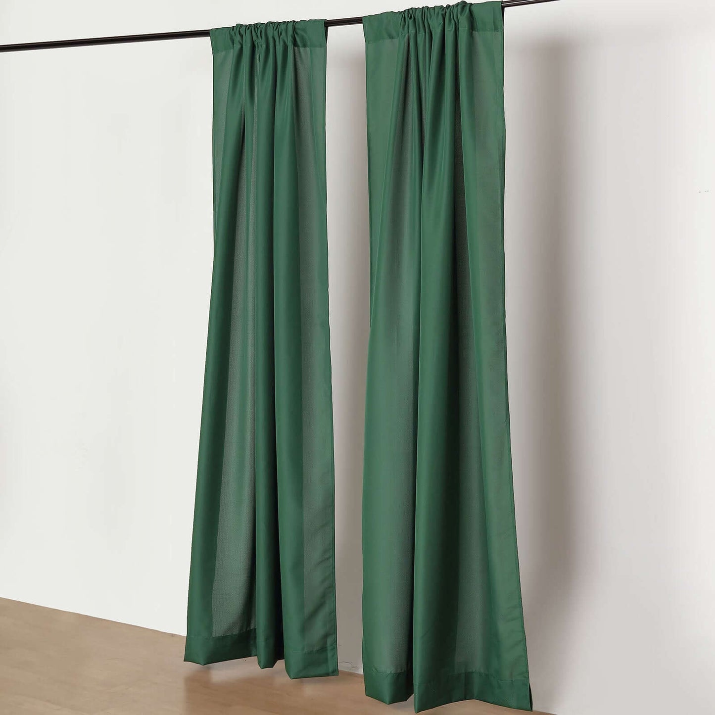 2 Pack Hunter Emerald Green Polyester Event Curtain Drapes, 10ftx8ft Backdrop Event Panels With Rod Pockets 130 GSM