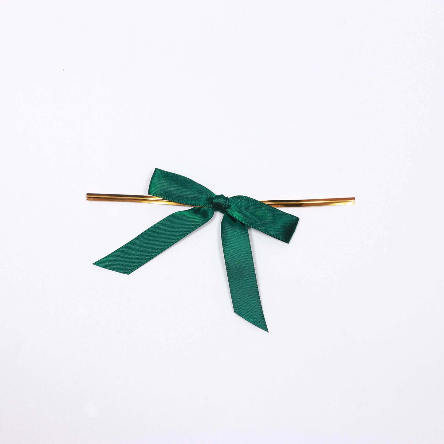 50 Pcs 3" Satin Ribbon Bows With Twist Ties, Gift Basket Party Favor Bags Decor - Hunter Emerald Green Classic Style