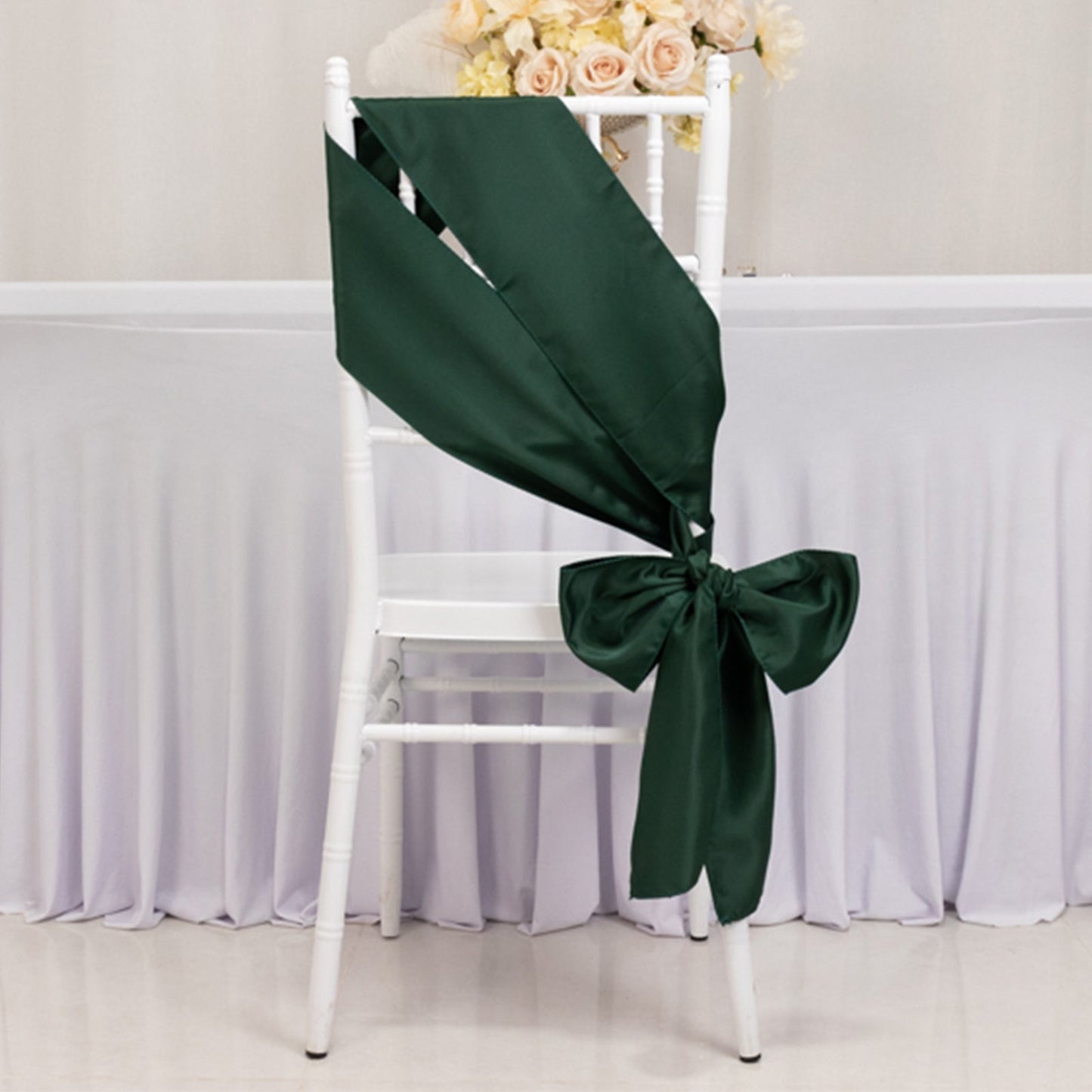 5 Pack Lamour Satin 6"x106" Chair Sashes Hunter Emerald Green - Stylish Reusable Decorative Bows