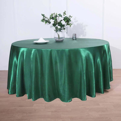 Satin 120" Round Tablecloth Hunter Emerald Green - Stylish Seamless Table Cover