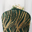 Spandex Chair Cover with Wave Embroidered Sequins for Banquet Chairs Hunter Emerald Green/Gold - Glittering Stretch Fitted Slipcover
