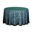 Tulle 120" Round Tablecloth Hunter Emerald Green - Seamless Sequin Leaf Embroidered Table Cover