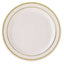 10-Pack Plastic Dessert Plates Ivory with TrÃ¨s Chic Gold Rim - Disposable Plates for Parties 8"