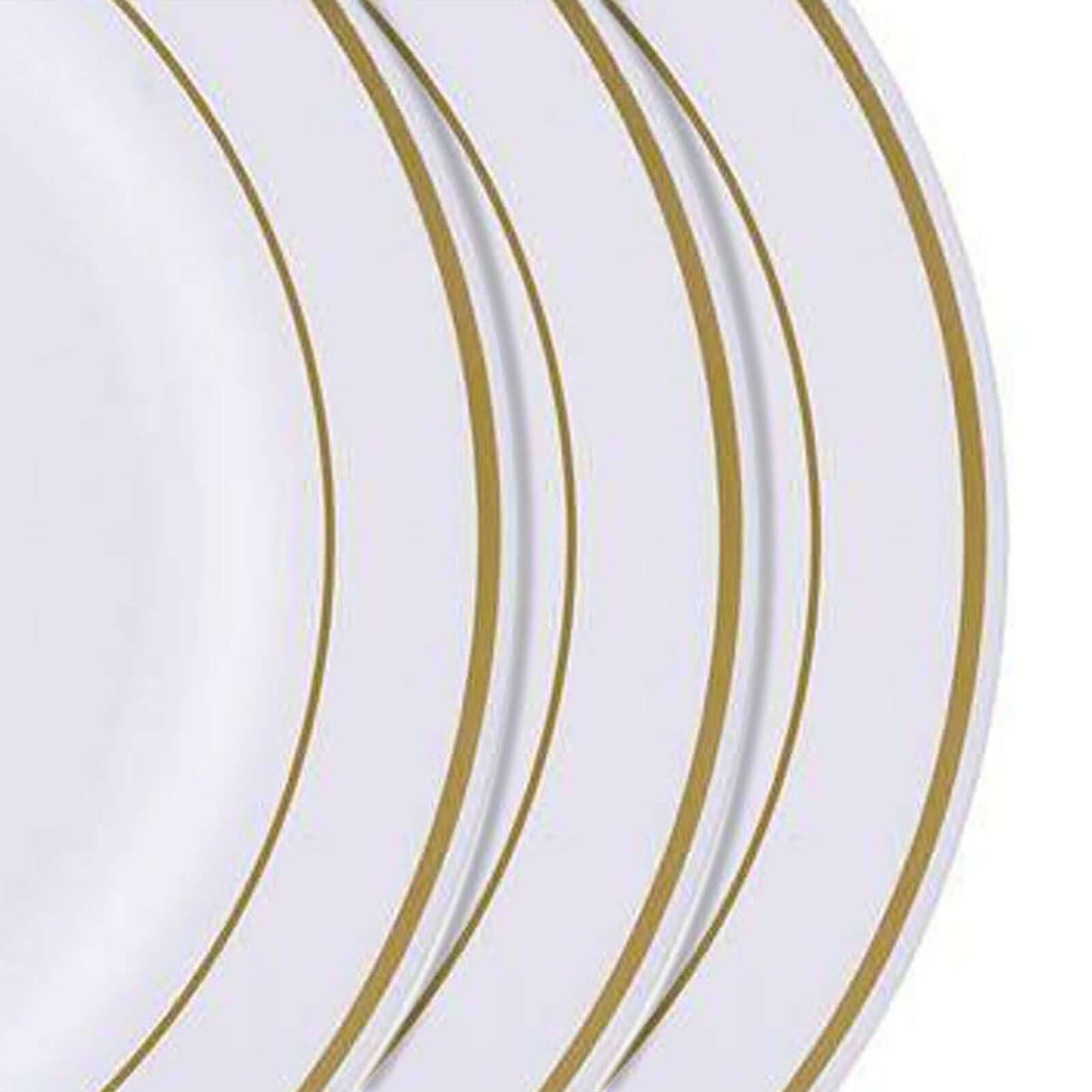 10-Pack Plastic Dinner Plates Ivory with TrÃ¨s Chic Gold Rim - Disposable Party Plates for Gatherings 10"