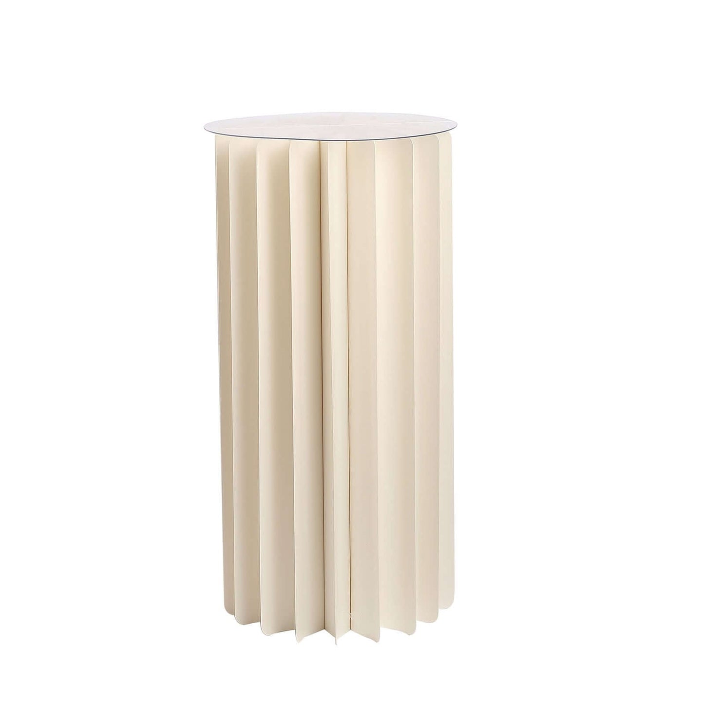 24" Ivory Cylinder Display Column Stand, Pillar Pedestal Stand With Top Plate