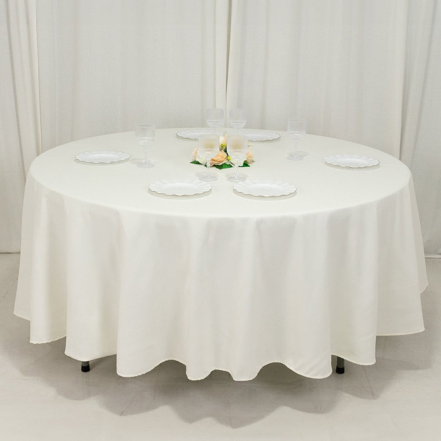 Cotton Blend 108" Round Tablecloth Ivory - Wrinkle-Resistant Design