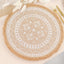 4-Pack Placemats Fringe Print Design Natural Jute and White Round - Rustic Burlap Woven Style 15"