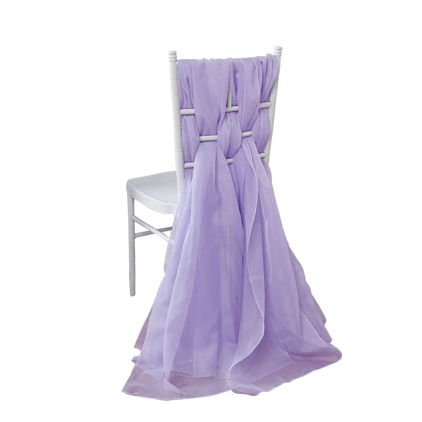 5 Pack Chiffon Chair Sashes Lavender Lilac - Soft & Lightweight Designer Chair Bows 22"x78"