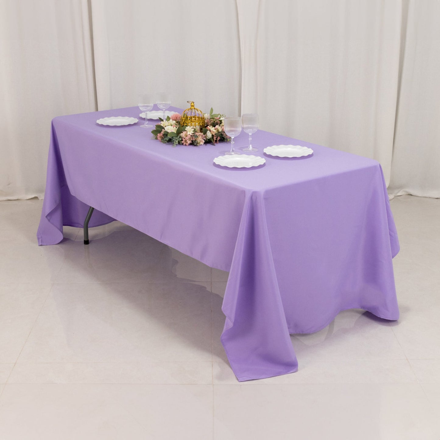 Premium Polyester 60"x126" Rectangle Tablecloth Lavender Lilac - Stain-Resistant 220GSM Finish Table Cover