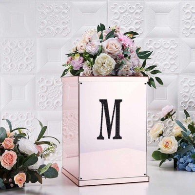 Decorative Rhinestone Alphabet "M" Letter Stickers, Glitter Adhesive Craft Letters Black DIY Sparkle Embellishments 6"