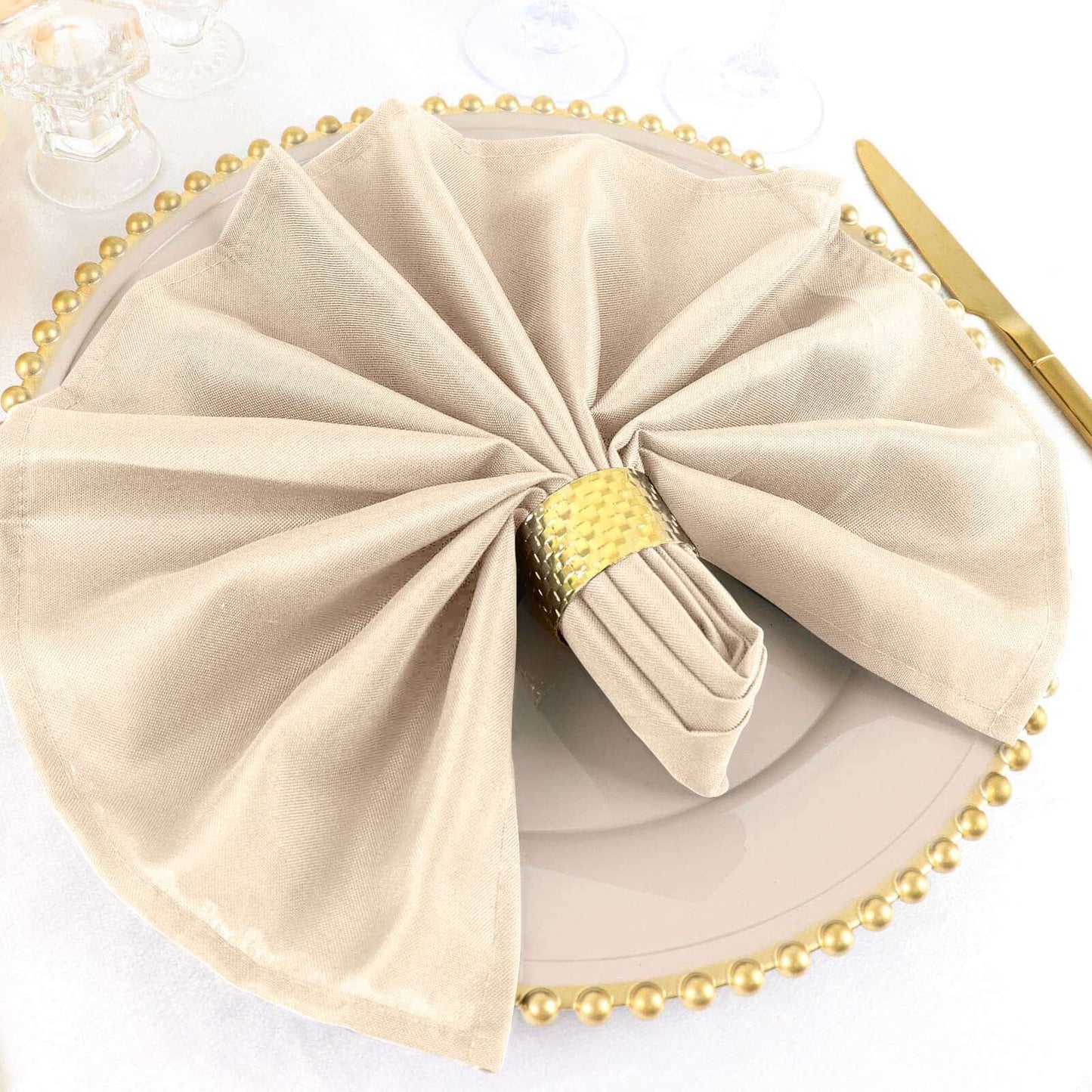 5 Pack Polyester 20"x20" Napkins Nude - Wrinkle Resistant & Easy Care Cloth Napkins