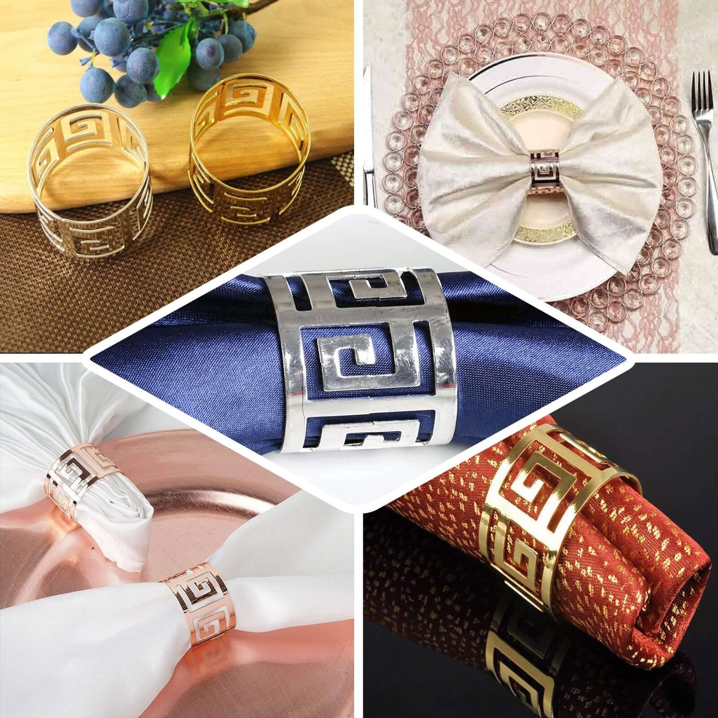 4 Pack Alluring Gold Plated Aluminum Napkin Rings