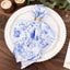 5 Pack Satin 20"x20" Napkins White/Blue French Toile Pattern - Classy & Easy to Maintain Cloth Napkins for Weddings & Events