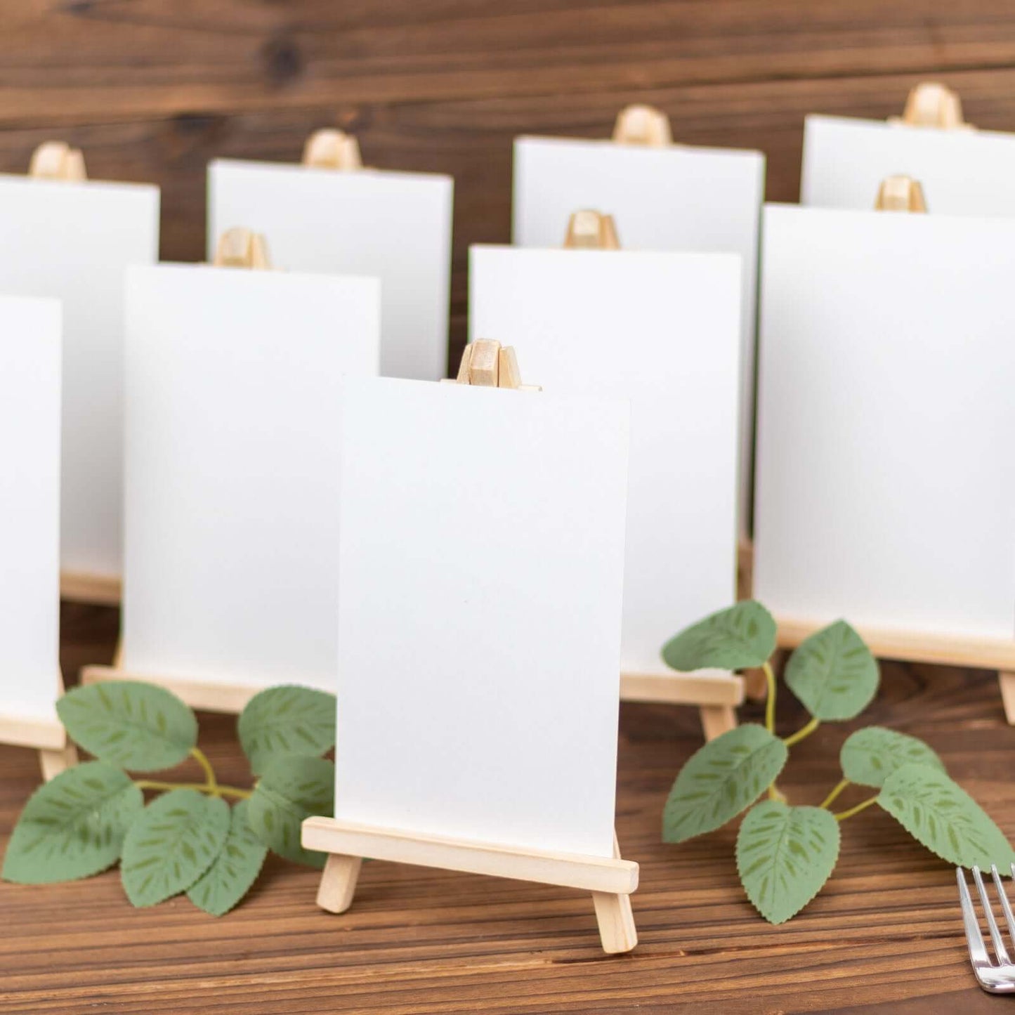 10-Pack Wooden Display Easel Stands DIY Small Design Natural - Rustic Place Card Table Number Holders 7"