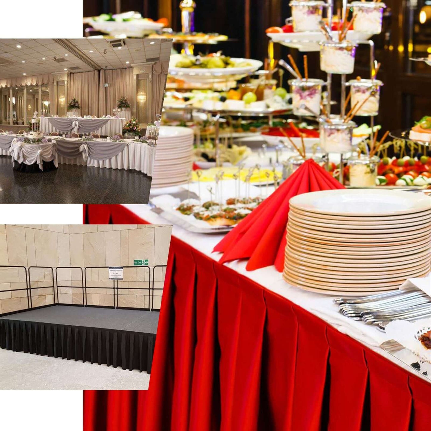 Polyester 17ft Table Skirt Navy Blue - Classic Pleated Design