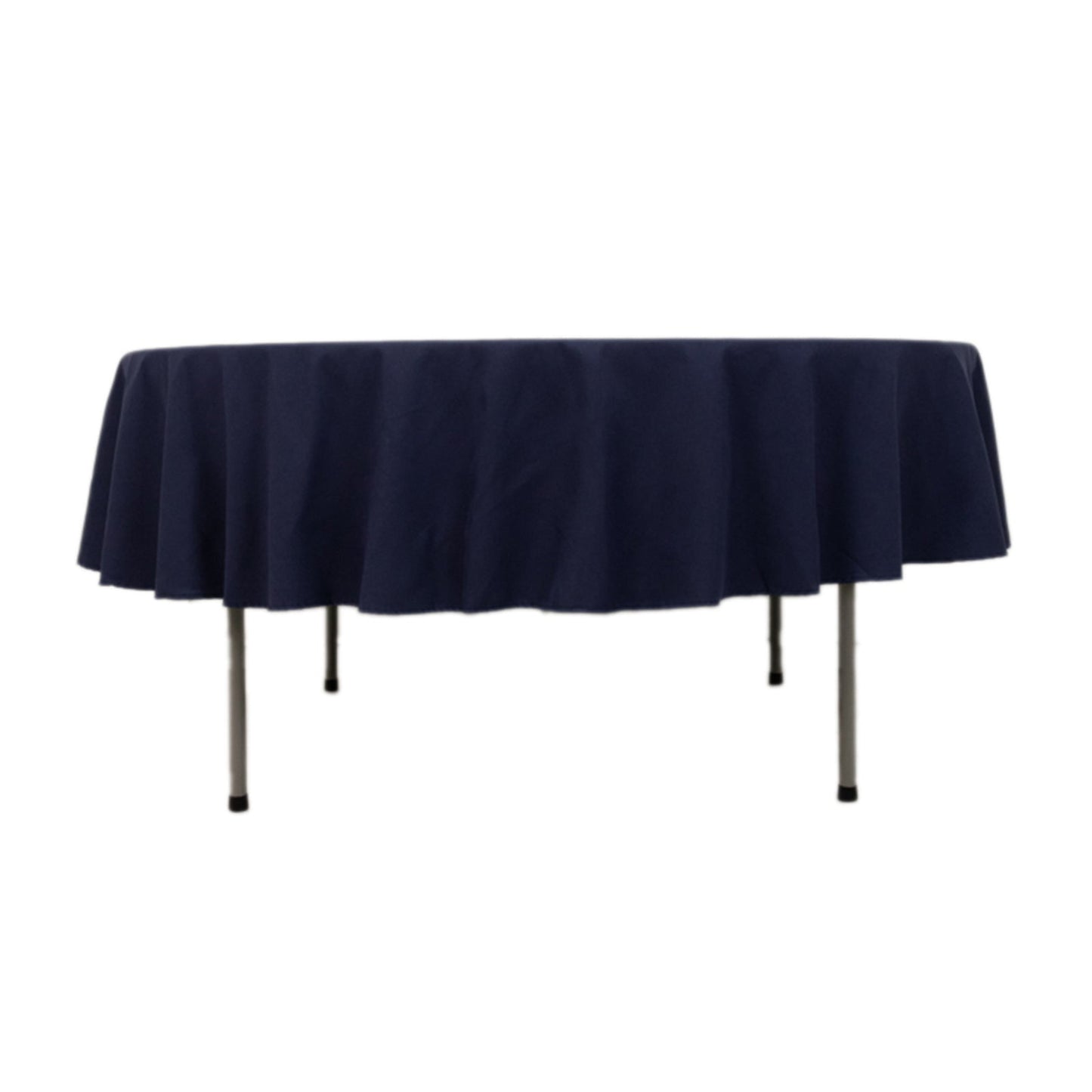 Cotton Blend 90" Round Tablecloth Navy Blue - Wrinkle-Resistant Table Cover