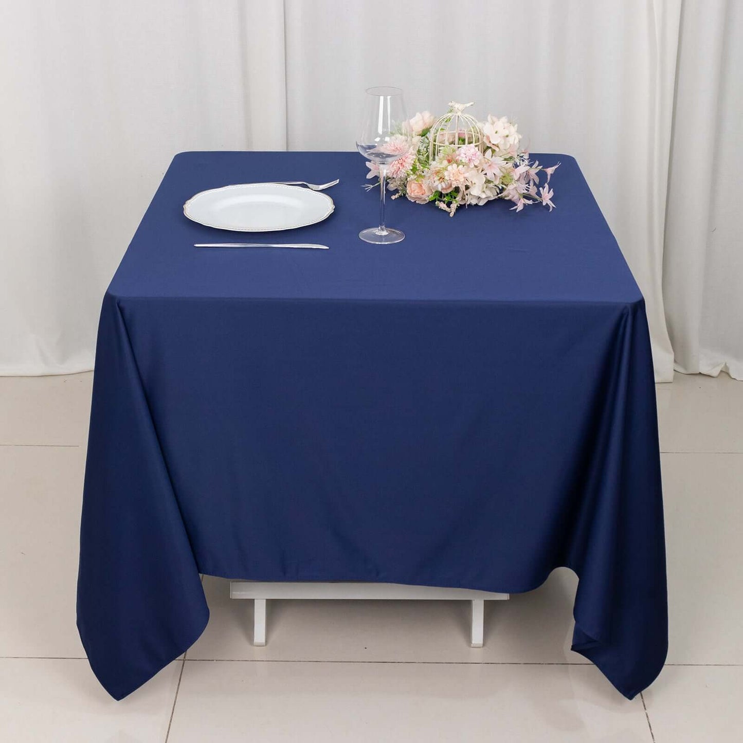 Scuba Square 70"x70" Tablecloth Navy Blue - Wrinkle Free & Stain Resistant Table Cover
