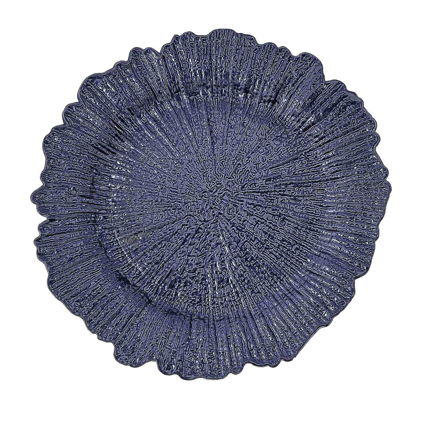 6-Pack Acrylic Plastic Round Charger Plates 13" in Navy Blue with Reef Design, Dinner Charger Tableware