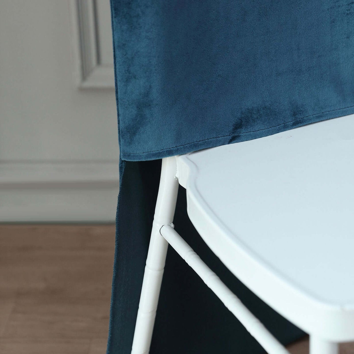 Velvet Chair Back Slipcover for Chiavari Chairs Navy Blue - Soft and Smooth Solid Chair Back Cover Cap