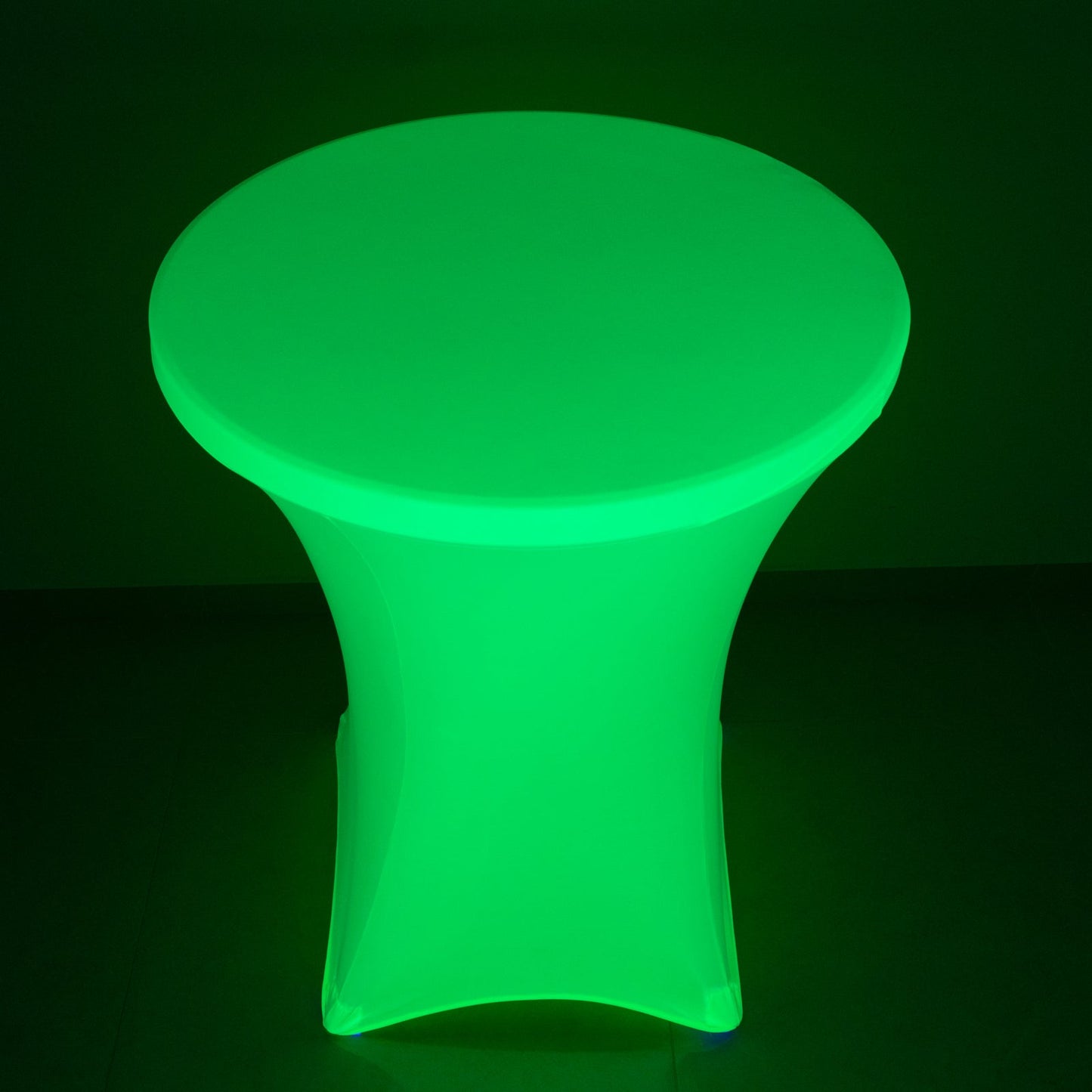 Glow Neon Green Fitted Spandex Cocktail Tablecloth â€“ 30" Round, Wrinkle-Free Cover