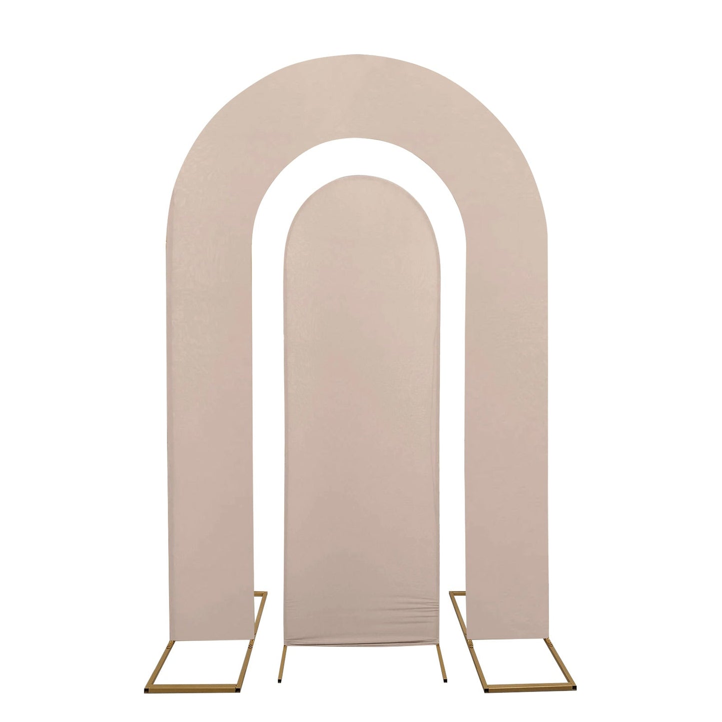 Set of 2 Nude Spandex Fitted Wedding Arch Covers for Round Top and Double Arch Chiara Backdrop Stands - 6ft,8ft