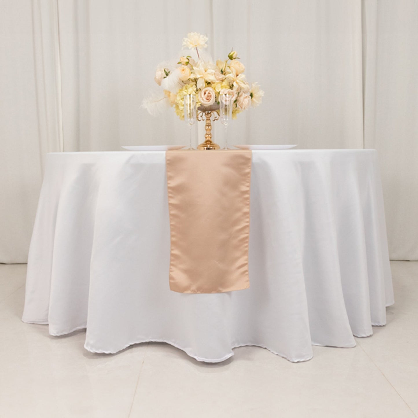 Lamour Satin 12"x108" Table Runner Nude - Smooth & Lustrous Finish