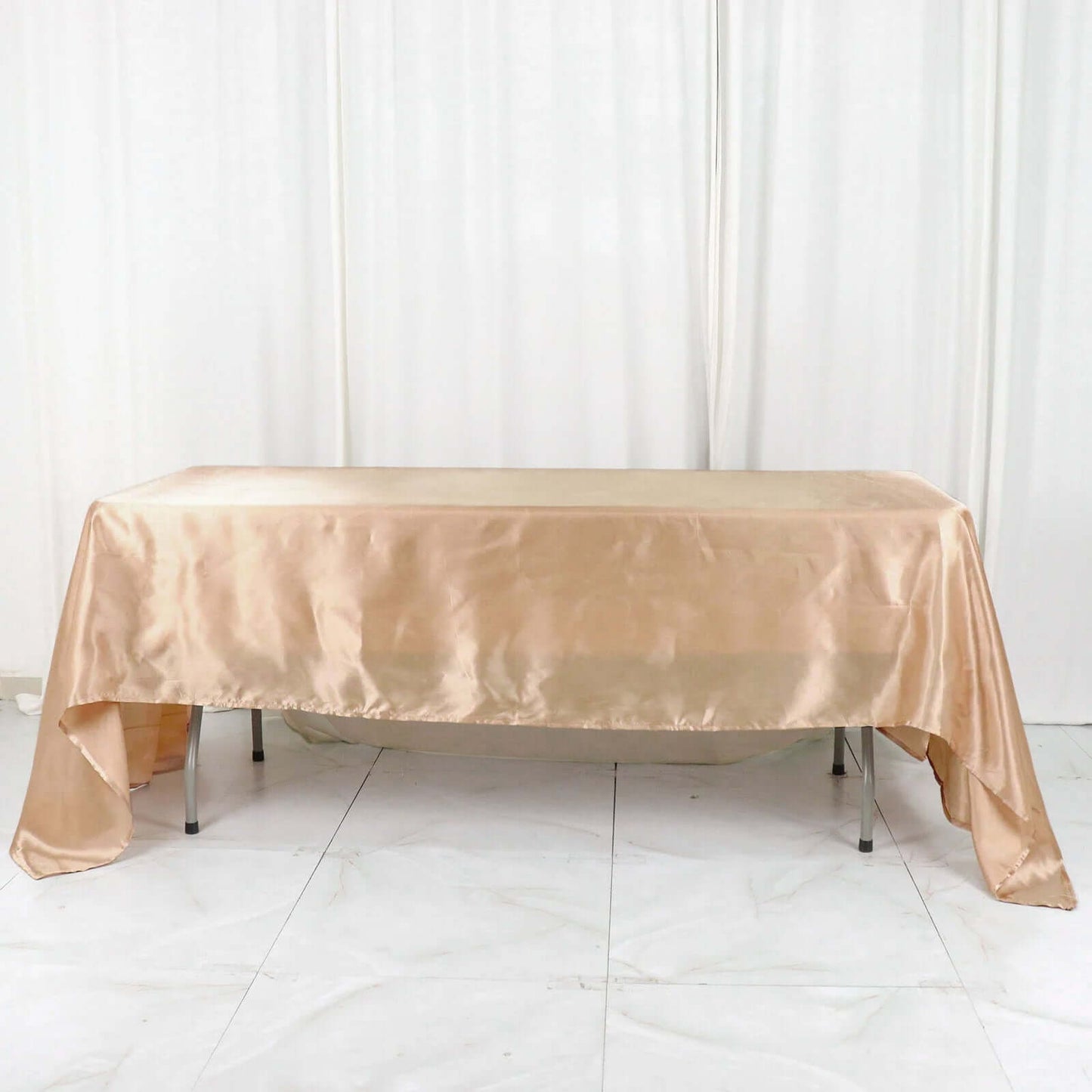 Satin Rectangular 60"x126" Tablecloth Nude - Smooth and Lustrous Table Cover