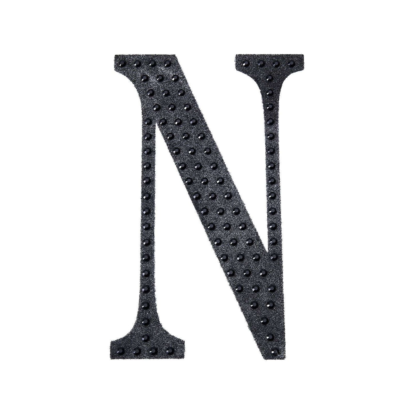 Decorative Rhinestone Alphabet "N" Letter Stickers, Glitter Adhesive Craft Letters Black DIY Sparkle Embellishments 8"
