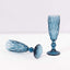 6-Pack Champagne Flute Glasses Transparent Ocean Blue Textured Crystal Cut Design - Chic Wine Goblets for Parties & Events 6oz 8"
