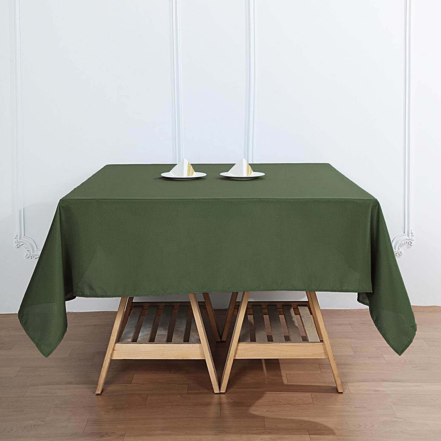 Polyester 70"x70" Table Overlay Square Tablecloth Olive Green - Wrinkle-Resistant & Durable Table Cover