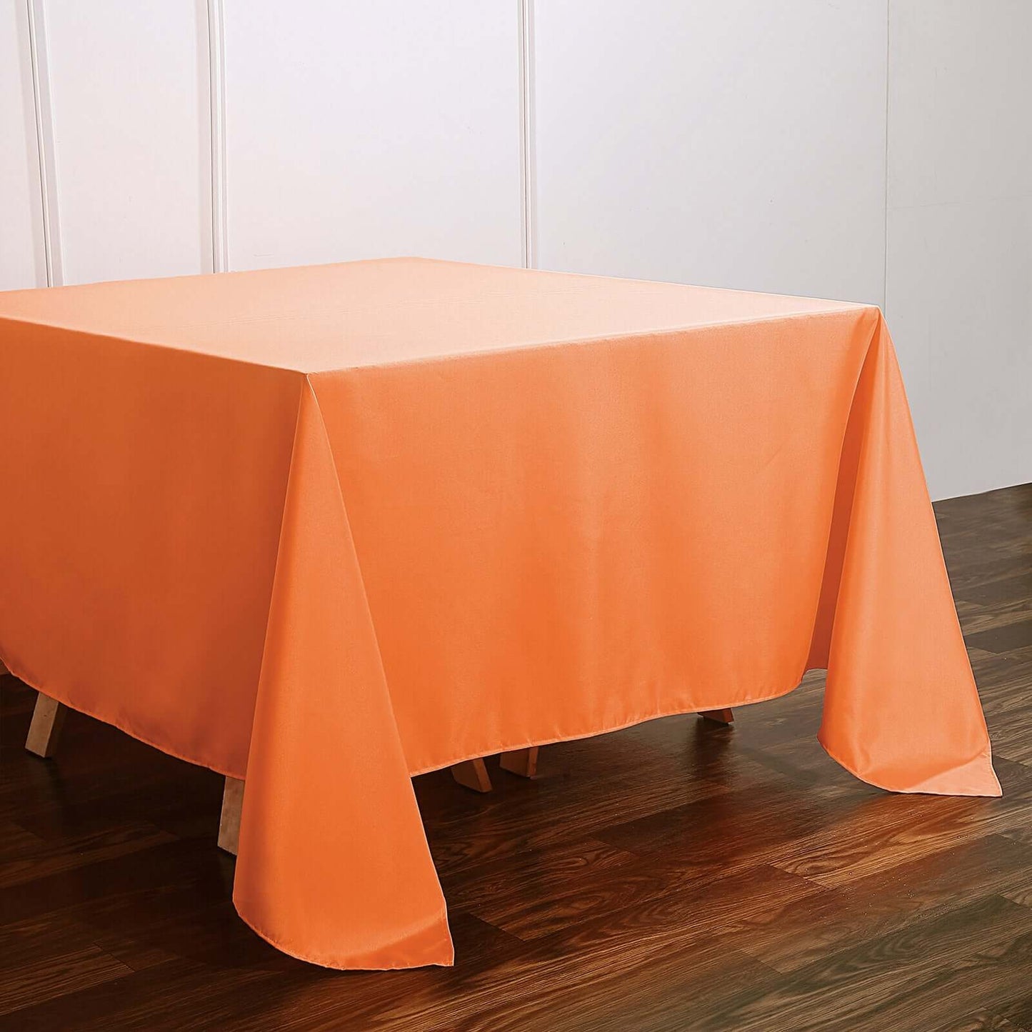 Polyester 90"x90" Table Overlay Square Tablecloth Orange - Wrinkle-Resistant & Durable Table Cover