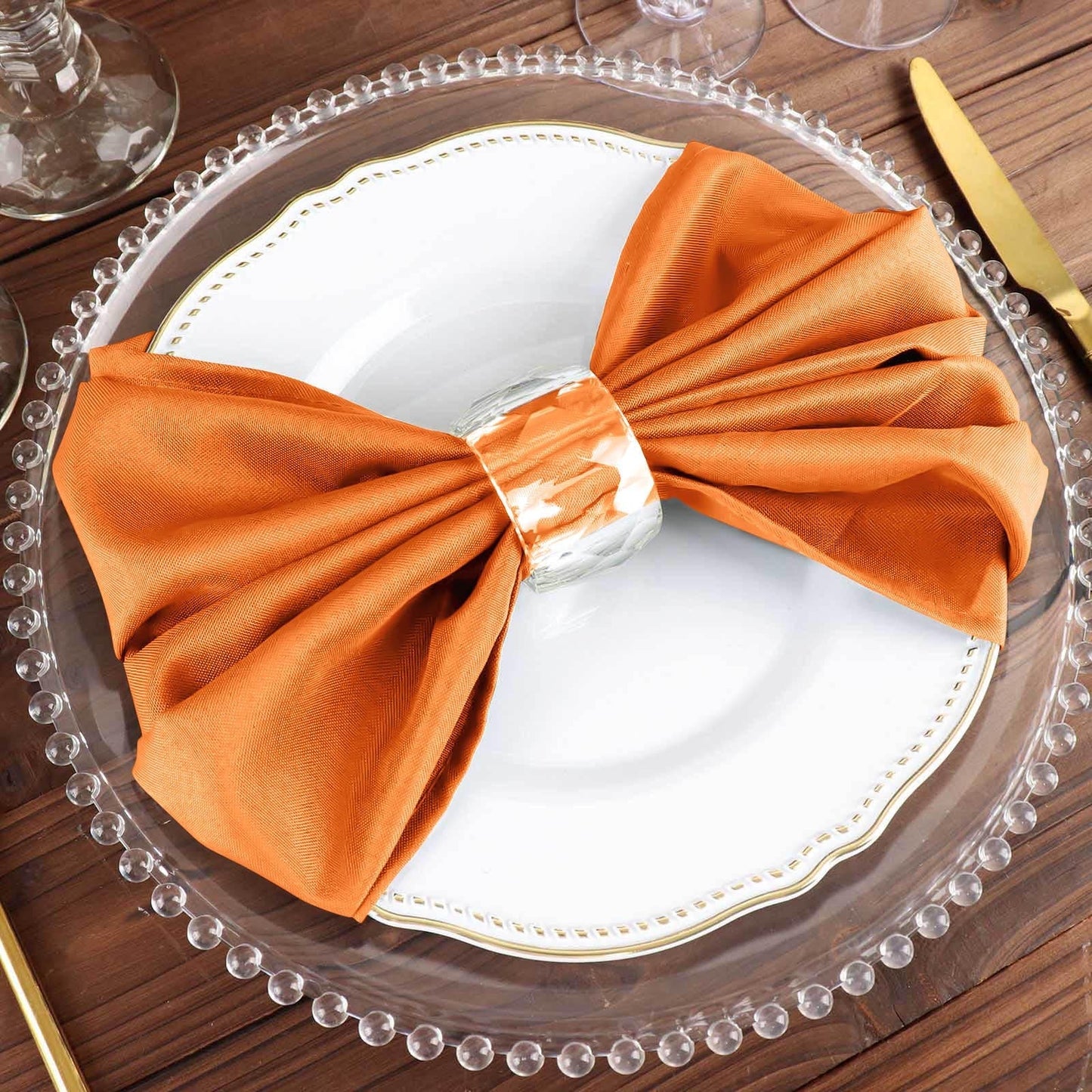 5 Pack Polyester 20"x20" Napkins Orange - Wrinkle Resistant & Easy Care Cloth Napkins