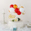 14 Pcs Balloon Cake Topper Clear, Gold, Red and White - Whimsical Clustered Mini Garland Cake Inserts DIY Party Decorations