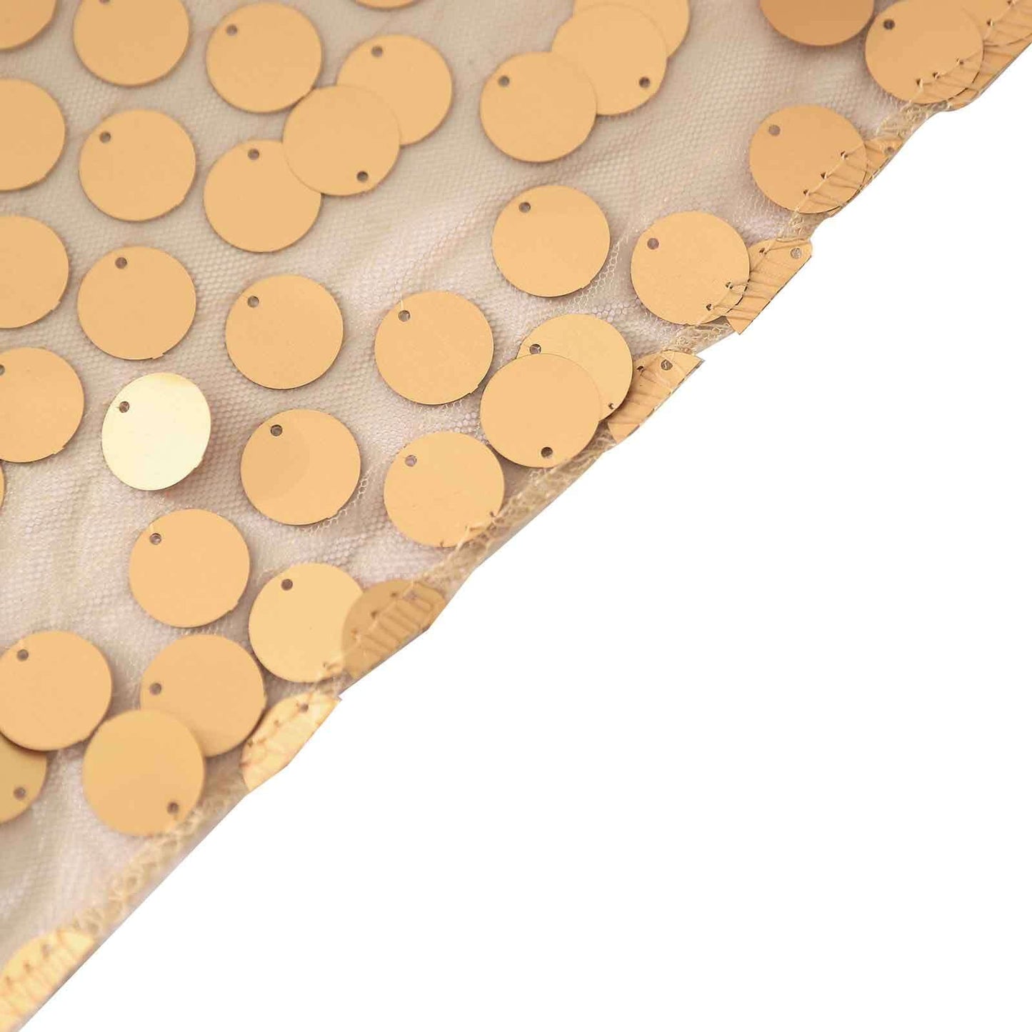 Sequin 120" Round Tablecloth Matte Champagne - Seamless Big Payette Table Cover