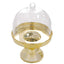 12-Pack Fillable Mini Pedestal Candy Container Clear/Gold - Decorative Candy Treat Favor Boxes with Dome Lid 4"