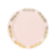 10-Pack Plastic 7.5" Round Appetizer Plates in Blush with Gold Embossed Scalloped Edge - Chic Disposable Salad Plates for Special Occasions & Banquets