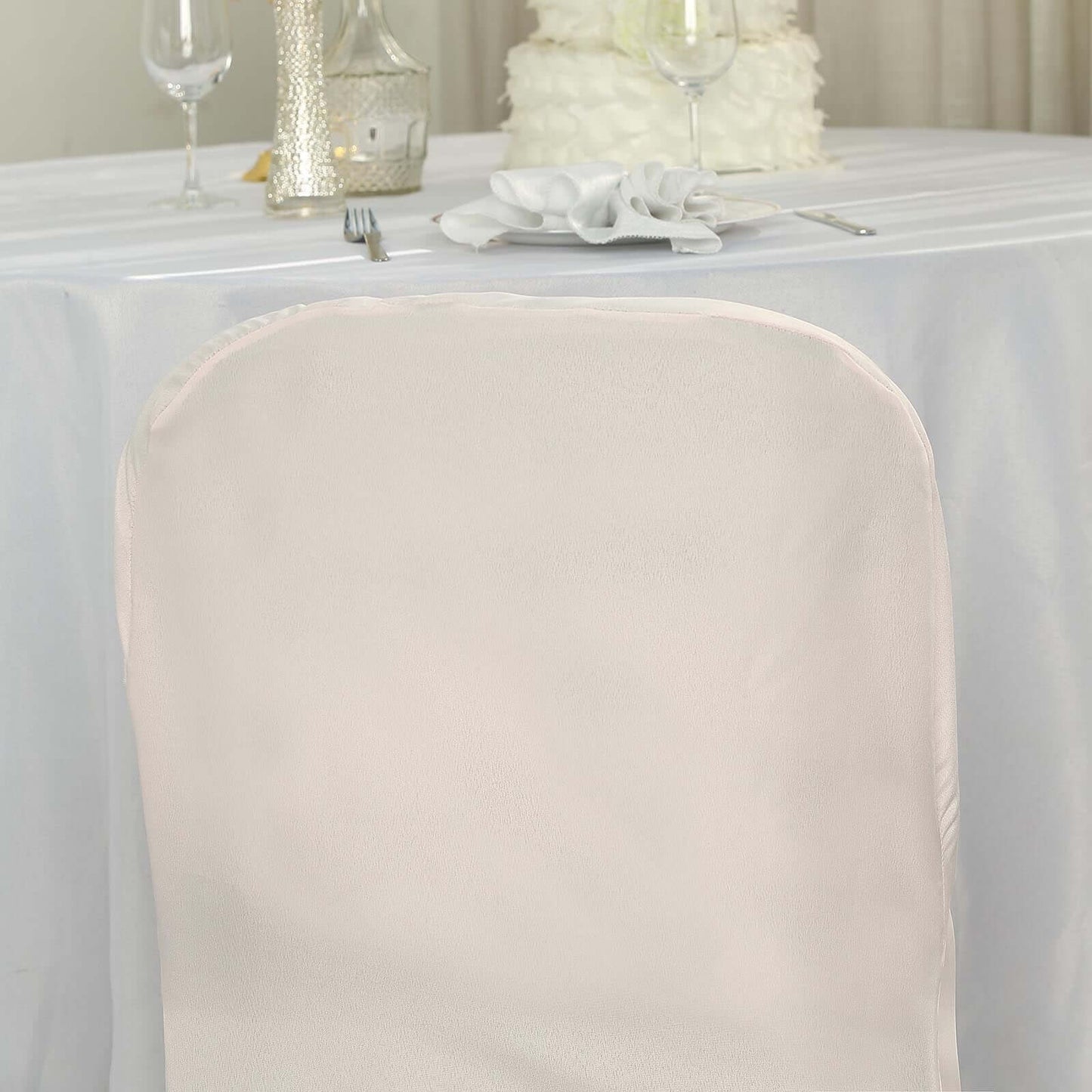 Polyester Slip On Folding Chair Covers Blush - Stain-Resistant Reusable Durable Fabric