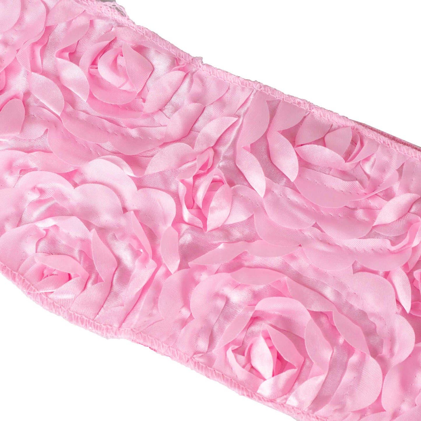 5 Pack Satin Spandex Chair Sashes Pink - Rosette Design Stretch Chair Bands 6"x14"
