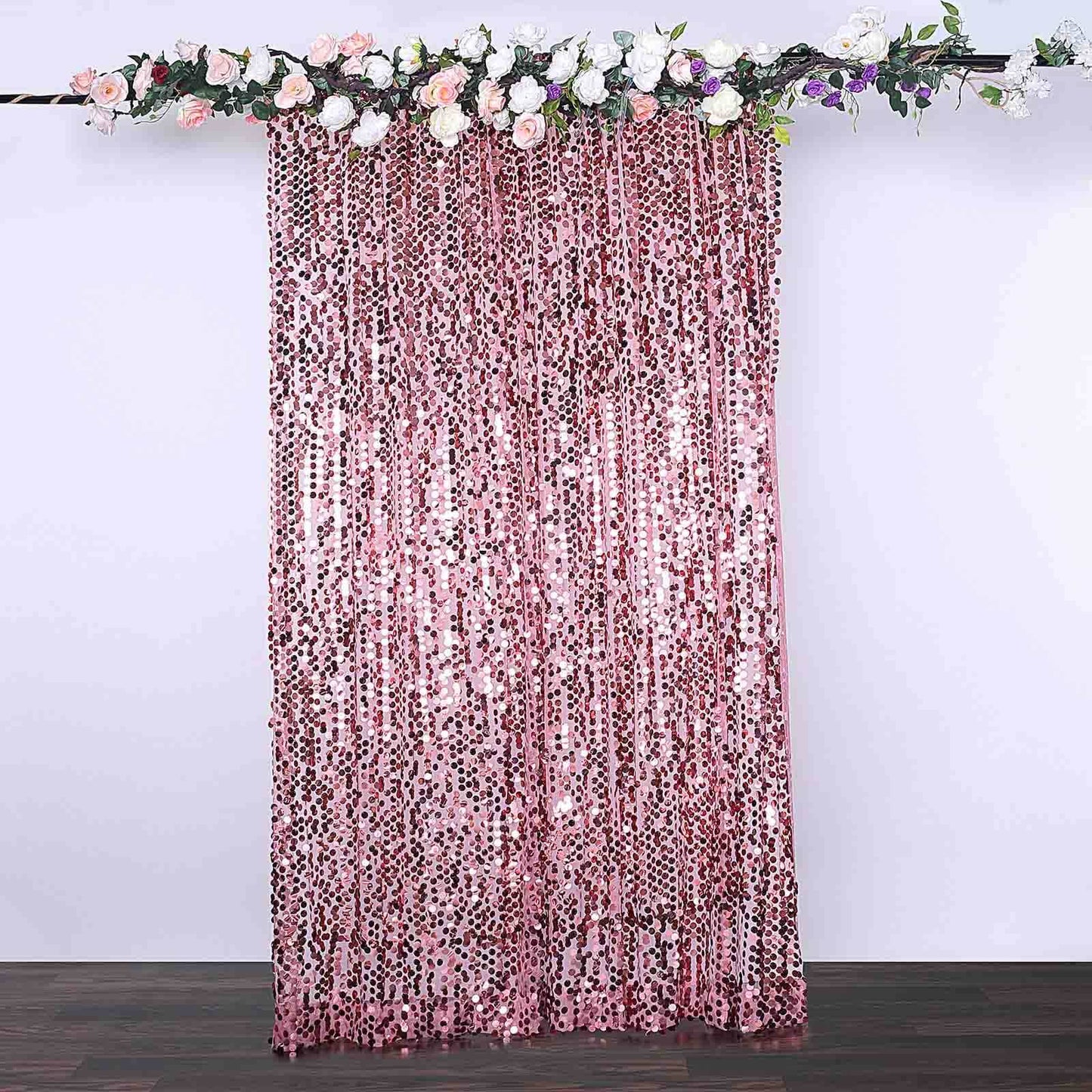 8ftx8ft Pink Big Payette Sequin Event Curtain Drapes, Backdrop Event Panel