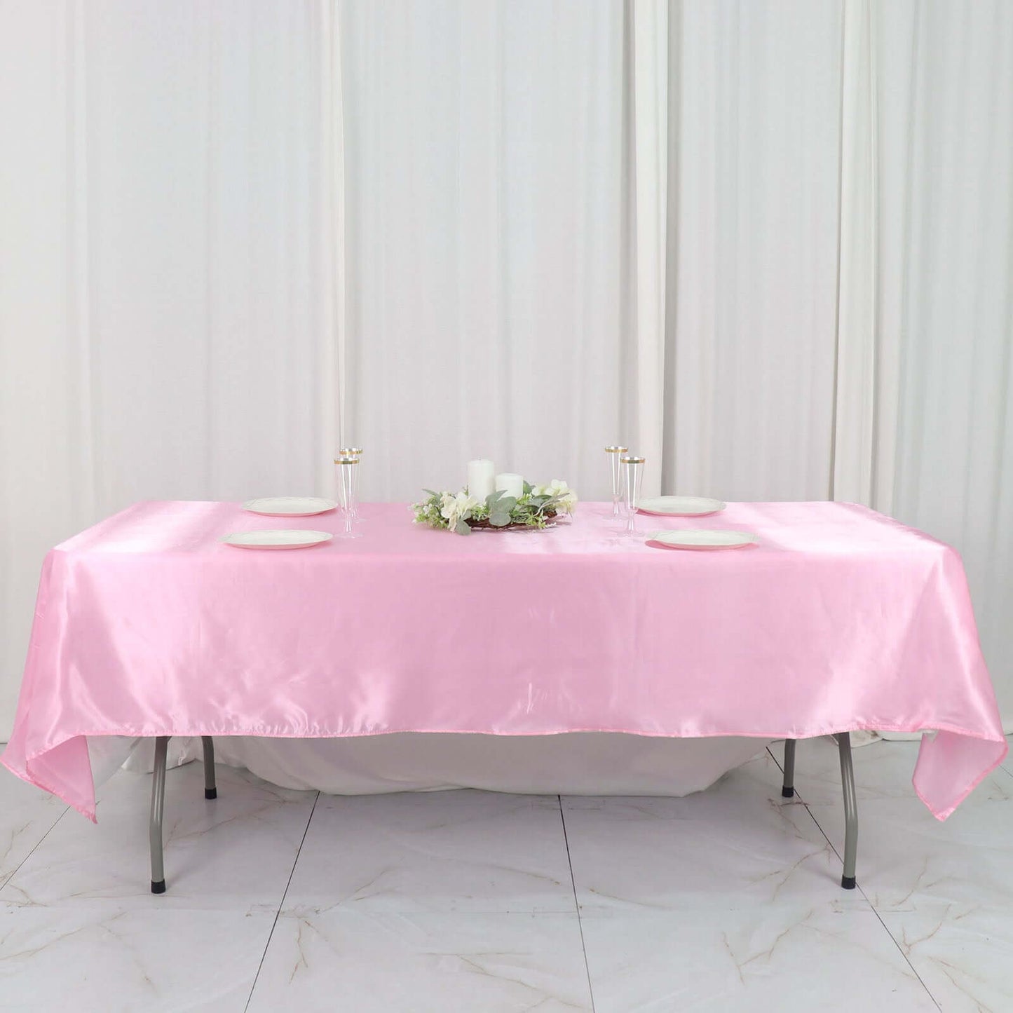 Satin Rectangular 60"x102" Tablecloth Pink - Smooth and Lustrous Table Cover