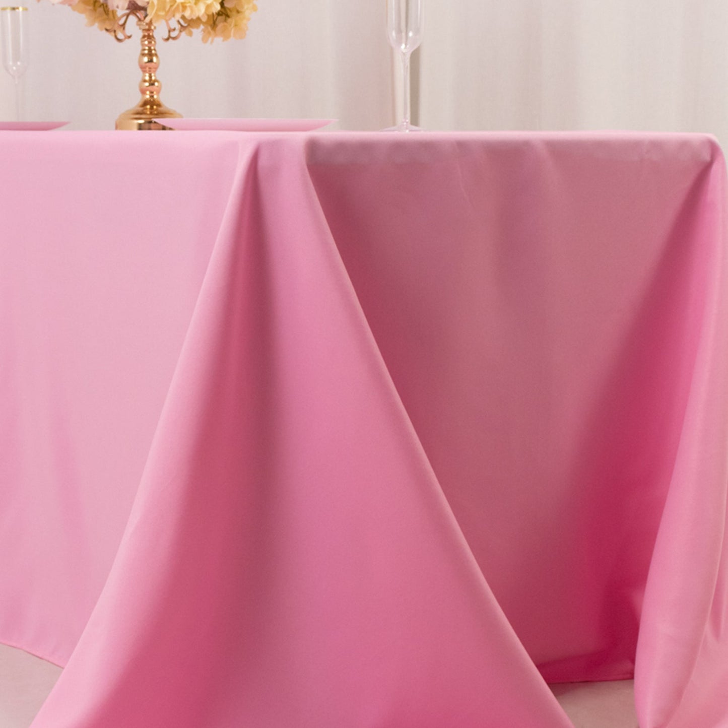 Premium Polyester 90"x132" Rectangle Tablecloth Pink - Seamless 220GSM Stain-Resistant Table Cover