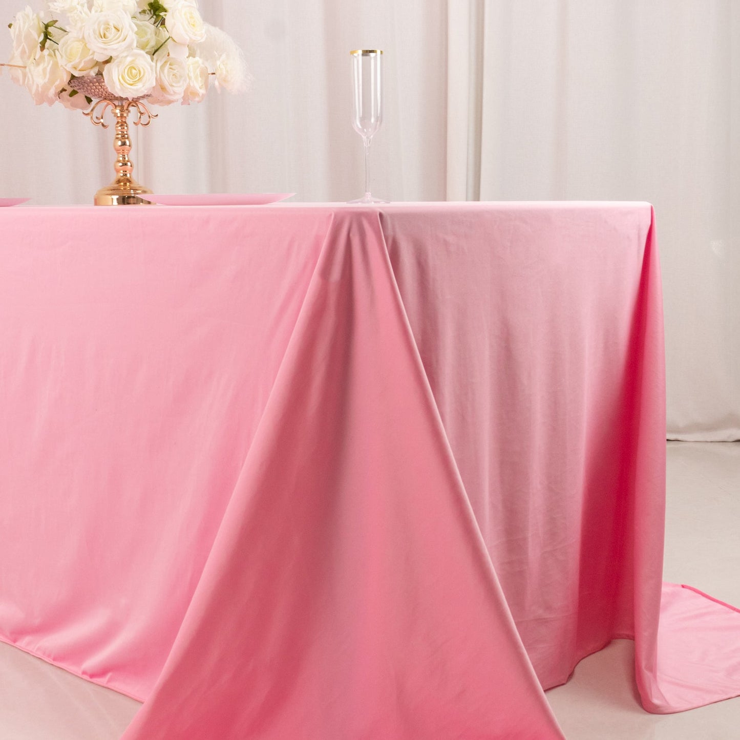 Scuba Rectangular 90"x132" Tablecloth Pink - Wrinkle Free, Stain Resistant & Seamless Table Cover
