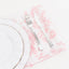 5 Pack Polyester 20"x20" Dinner Napkins White with Pink French Toile Pattern - Reusable Floral Cloth Napkins