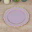 10-Pack Plastic 8" Round Dessert Plates in Lavender Lilac with Gold Scalloped Rim - Disposable Appetizer/Salad Plates