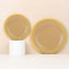 10-Pack Plastic 7" Round Appetizer Plates in Gold - Sleek Disposable Salad Plates for Banquets & Special Occasions