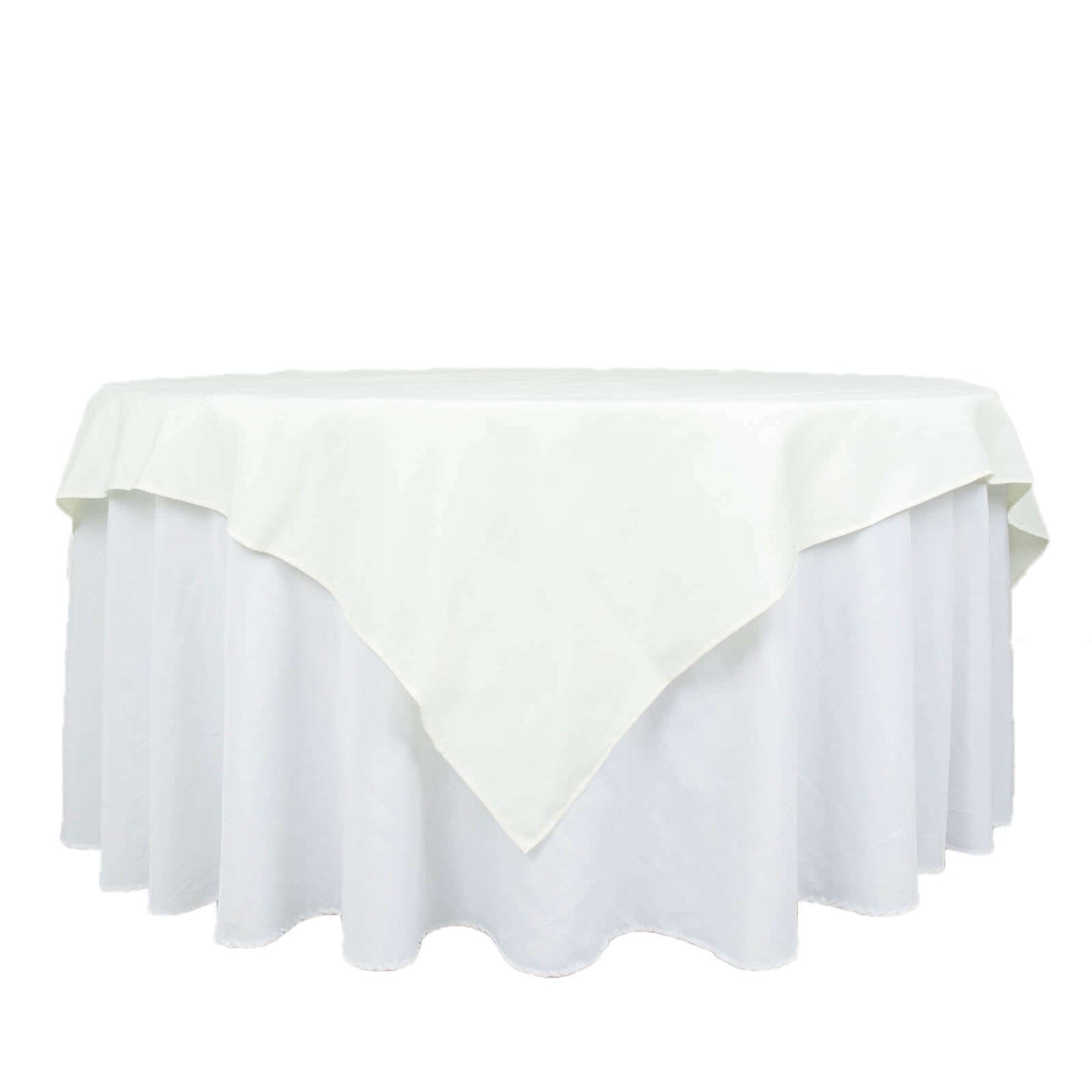 Premium Polyester 70"x70" Table Overlay Square Tablecloth Ivory 220GSM Wrinkle-Resistant Table Cover